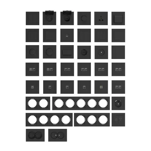 Накладка 1-я для розеток RJ45, TV, SAT, HDMI, матовый карбон, серия A07