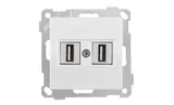 21 - Розетка 2xUSB Type A, для передачи данных, белая