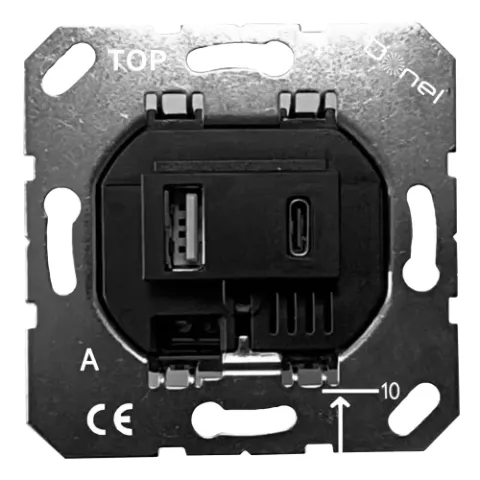 USB зарядное устройство, 3.1A тип A:max 18W, тип С:max 32W, черный, серия DUSB