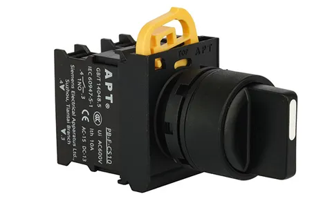 Переключатель PB3E, черный, I-0-II, фиксация, 2NO, 6A 230VAC/24VDC, без подсветки, 22mm, IP65
