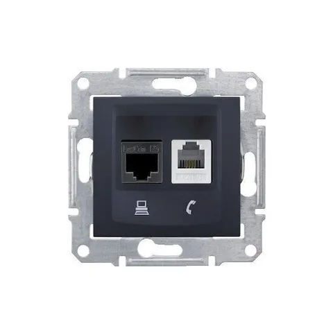 Розетка Schneider Electric Sedna, телеф.+компьют., графит