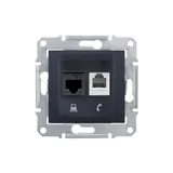 Розетка Schneider Electric Sedna, телеф.+компьют., графит