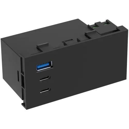 USB зарядное устройство, 100W, Type A + C + C, 4 мод., черн. матовая (90х45мм)