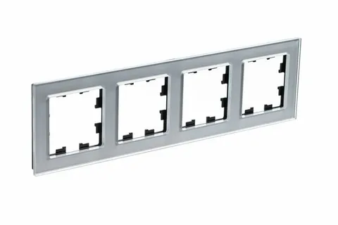 Рамка Systeme Electric AtlasDesign, 4-постовая, стекло алюминий