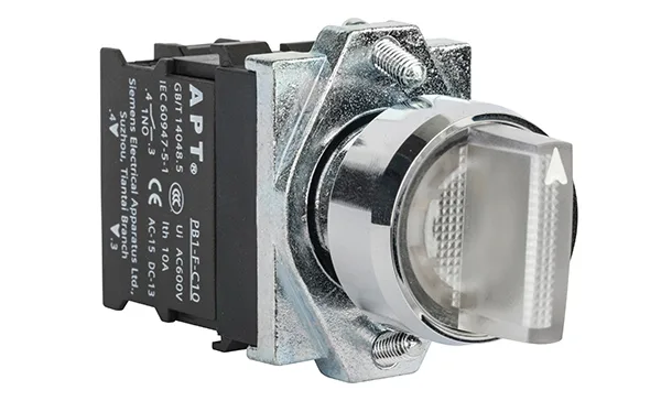 Переключатель PB1S, белый, 0-I, фиксация, 1NO, 6A 230VAC/24VDC, с подсветкой 24VAC/DC, 22mm, IP65
