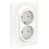 Розетка Schneider Electric Unica, NEW двойная, со шторками, без заземления, винт. зажим., белый