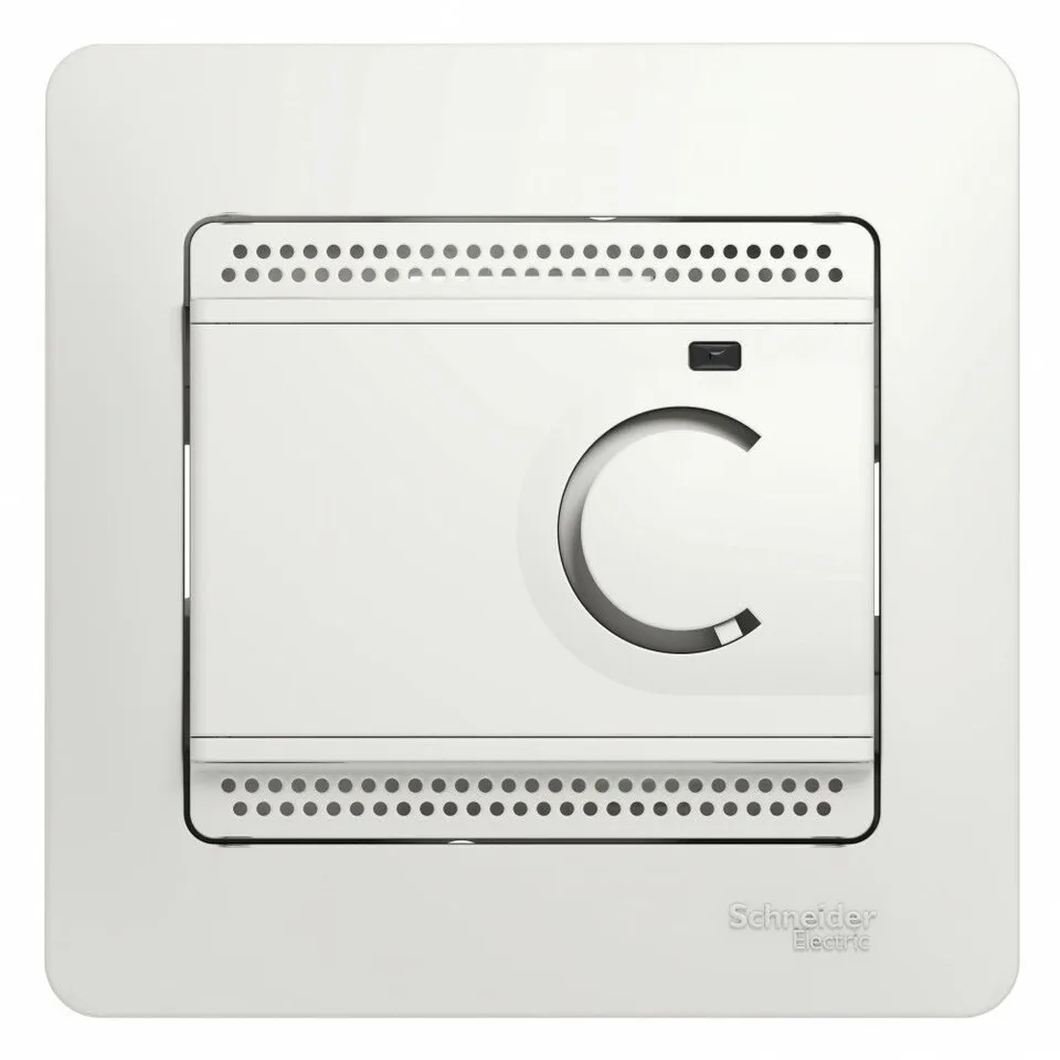 Термостат теплого пола Systeme Electric Glossa, электронный с датчиком, от+5до+50°C, 16A, в сборе, белый