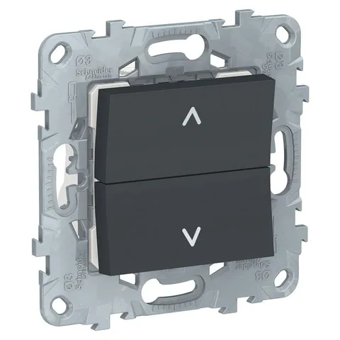 Выключатель для жалюзи Schneider Electric Unica, NEW 2-клавишный, без фиксации, 2 х сх 4, антрацит