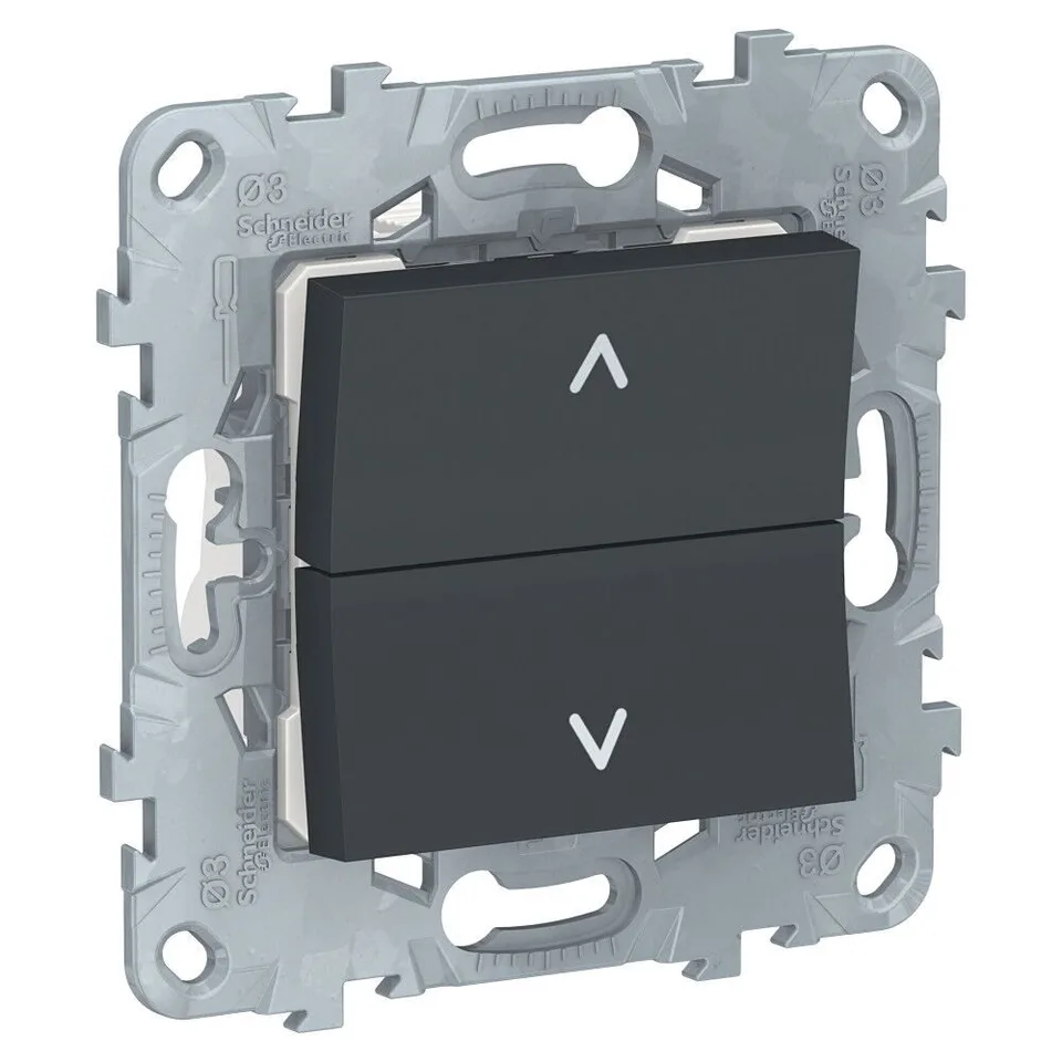 Выключатель для жалюзи Schneider Electric Unica, NEW 2-клавишный, без фиксации, 2 х сх 4, антрацит