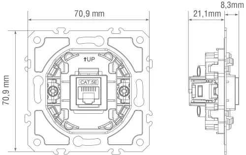 Механизм розетки RJ45 одиночная cat.5/ClassE-8, серия D16