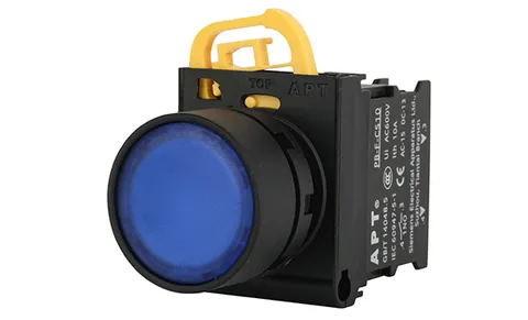 Кнопка плоская PB3E, синяя, без фиксации, с подсветкой без LED, 1NO, 6A 230VAC/24VDC, 22mm, IP65