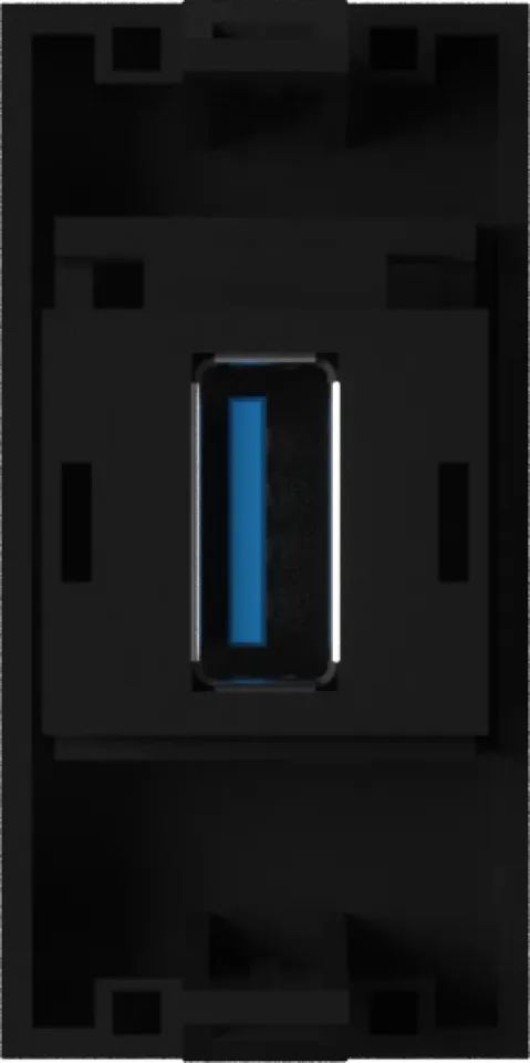 Розетка информационная USB для передачи данных, 1мод., черн. (22.5х45мм), USB3.0, серия (тип)