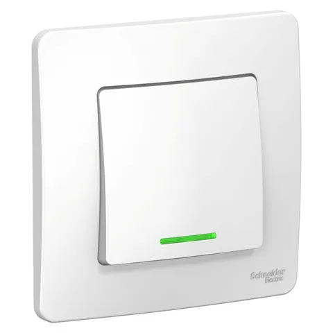 Выключатель Systeme Electric Blanca, скрытой установки 1-клавишный (cх.1) с подсветкой, 6А, 250B, белый