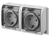 HERMES - Розетка 2x2P+E, 16A/250V, с прозрачной крышкой, IP44, белый
