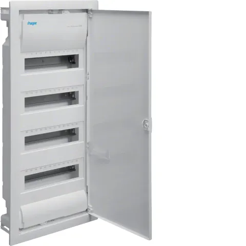 Щит встраиваемый VU48AT Hager Volta, 4 ряда, 48 (56) мод., металл. дверца, IP30, QuickConnect