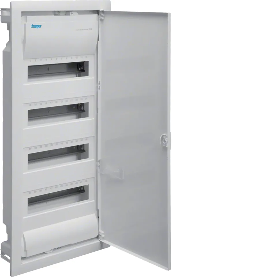 Щит встраиваемый VU48AT Hager Volta, 4 ряда, 48 (56) мод., металл. дверца, IP30, QuickConnect