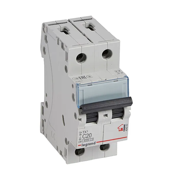 Авт. выключатель TX3, 2P, 20A, хар-ка C, 6kA, 2M