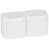 Quteo - Розетка 2x2P+E нем. стд. со шторками IP44 (белый)