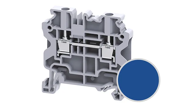 Клемма проходная CY4BU /6x50mm, винтовая, 2 присоед., 4(max 6)mm2, 32A, 1000V, синяя