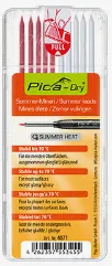Набор грифелей-стержней для строительного карандаша PICA Dry 3030 (8 шт, красные/белые/серые) / устойчивые до 70 С