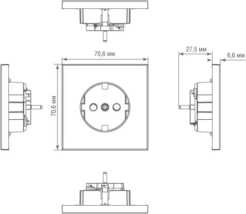 Накладка для розетки Schuko с/з с защитой 16 A 250 В~, матовое золото, серия R98 METAL