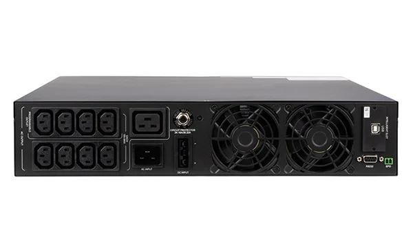 ИБП Kehua KR-RM 3000VA/2700W, RT 2U, ЖК дисплей, без АКБ, c регулируемым зарядным устройством 1-8А, 8×IEC320 C13 1×IEC320 C19