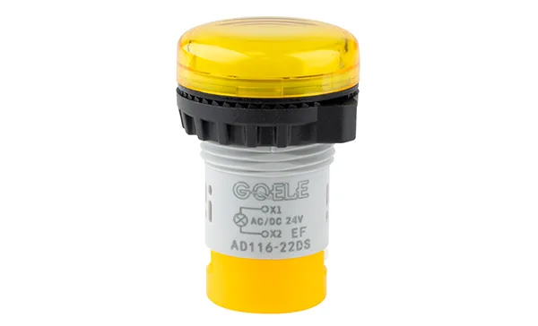 Индикатор светодиодный моноблочный AD116-22DS/A01, желтый, LED 24VAC/DC, фильтр 6V, IP65, 22mm