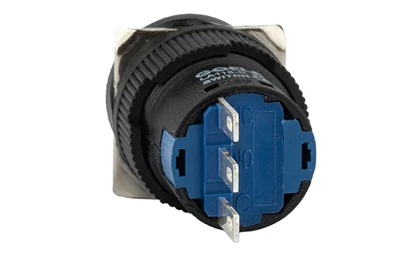 Кнопка плоская LA115-C, возврат, синяя, круглая, без подсветки, 1NO+1NC, 16mm, IP40