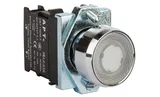 Кнопка плоская PB1S, белая, с фиксацией, с подсветкой без LED, 1NO, 6A 230VAC/24VDC, 22mm, IP65