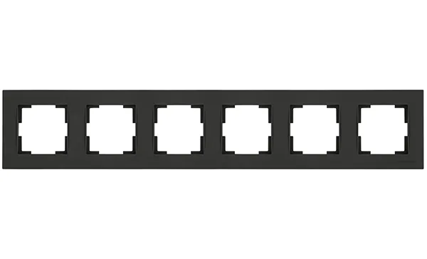 Rita - Рамка 6 постов, горизонтальный монтаж, черный мат