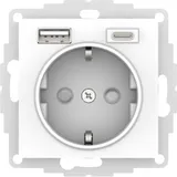 Розетка Systeme Electric AtlasDesign, 16А с 2 USB A+C, 5В/2,4А/3,0А, 2х5В/1,5А, механизм, белый