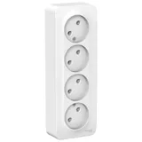 Розетка Systeme Electric Blanca, открытой установки 4-ая без заземл. без шторок изол. пл., 16А, 250В, белый