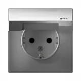Розетка Systeme Electric ArtGallery, с заземл. со шт. с крышк, 16А, IP44, механизм, алюминий