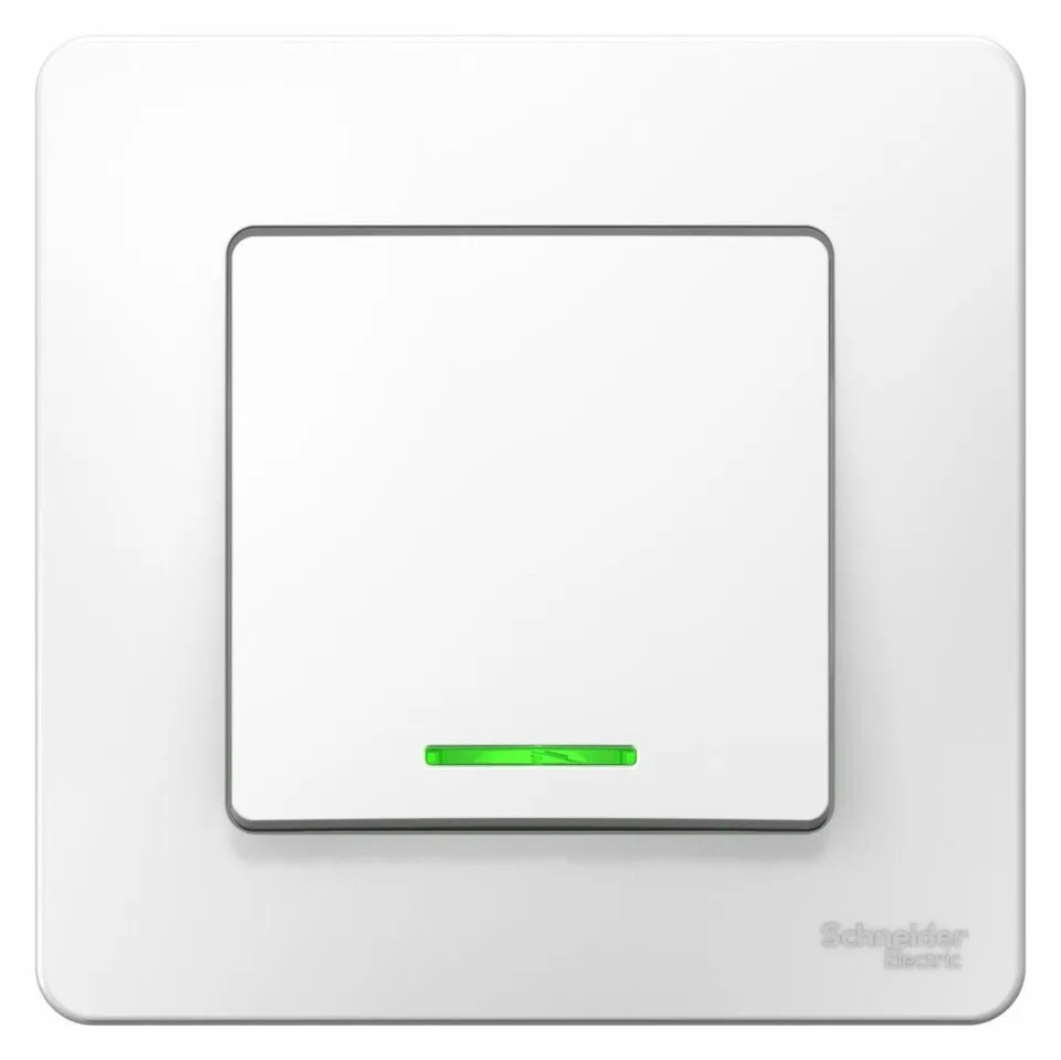 Выключатель Systeme Electric Blanca, скрытой установки 1-клавишный (cх.1) с подсветкой, 10А, 250B, белый