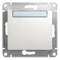Выключатель Systeme Electric Glossa, нажимная кнопка с табличкой, схема 1, механизм, белый