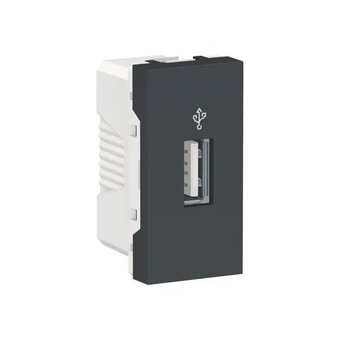 Розетка USB Schneider Electric Unica, MODULAR -коннектор, 1 модуль, антрацит