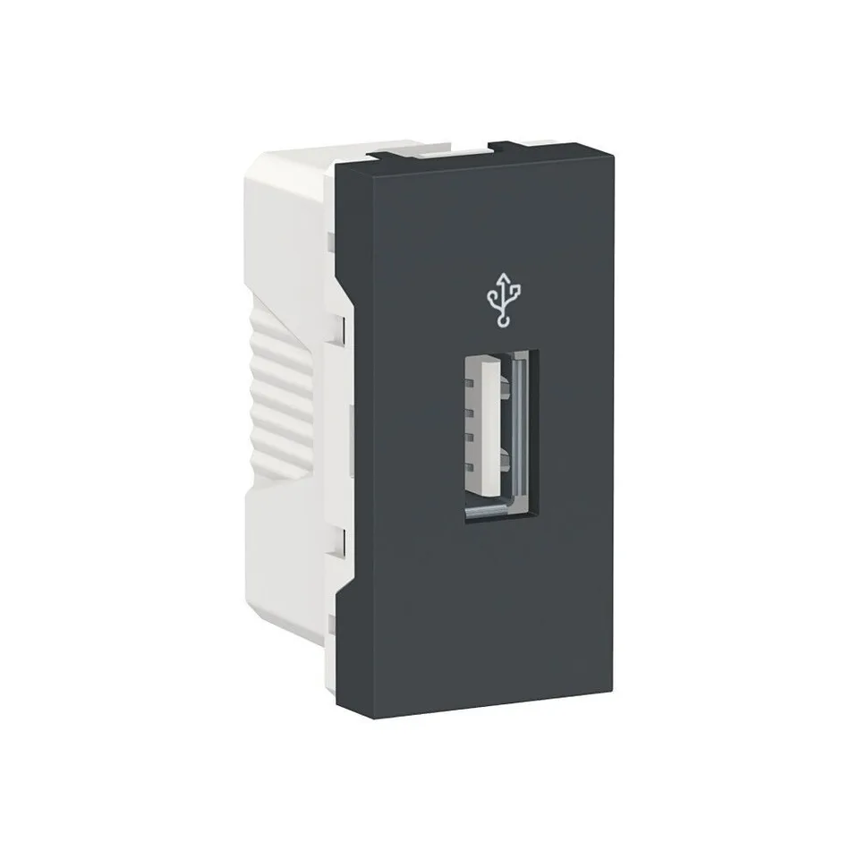 Розетка USB Schneider Electric Unica, MODULAR -коннектор, 1 модуль, антрацит