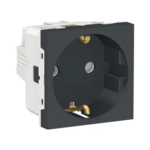 Розетка Schneider Electric Unica, MODULAR с заземл., со шторками, винт. зажим, 16А, 250В, 2 мод антрац