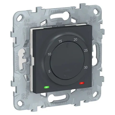 Термостат Schneider Electric Unica, NEW электронный, 8А, встроенный термодатчик, антрацит