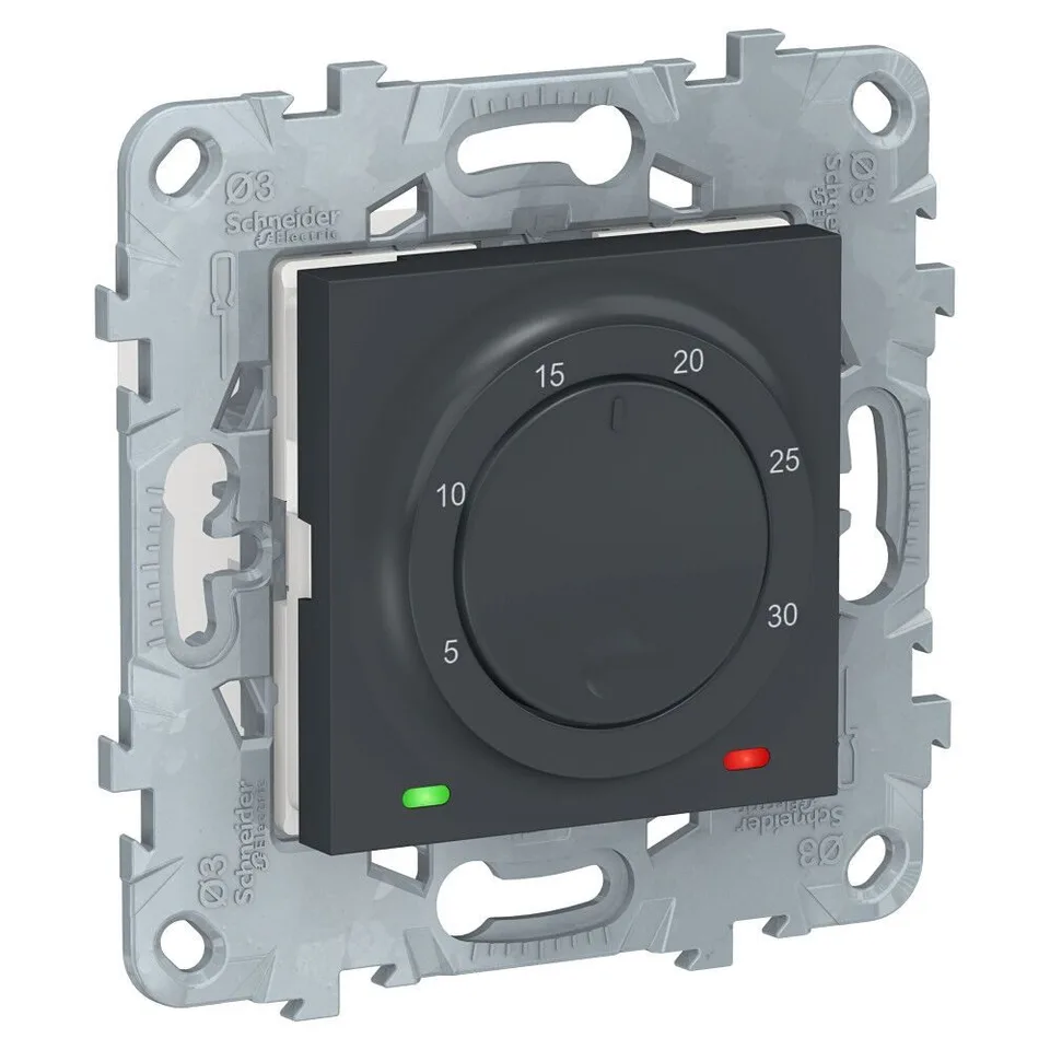 Термостат Schneider Electric Unica, NEW электронный, 8А, встроенный термодатчик, антрацит