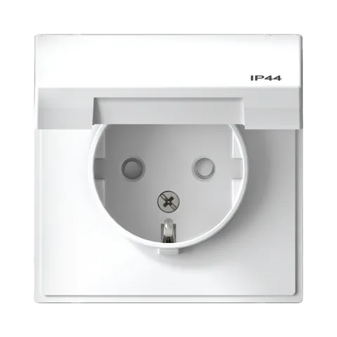 Розетка Systeme Electric ArtGallery, с заземл. со шт. с крышк, 16А, IP44, механизм, белый