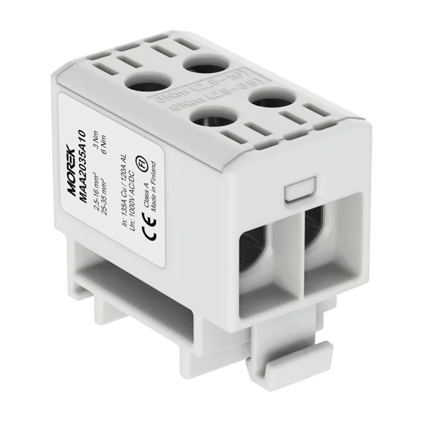 Клемма Morek OTL35-2 серая, 2xAl/Cu 2,5_35mm², 135(CU)/120(AL)A на клемму, 1000V, винтовые зажимы