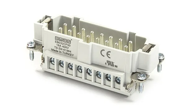 Разъем многополюсный EB, вилка, 16P (17-32), 16A 400V, винтовой зажим, пластик V0