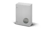 Щит ECOR моноблочный 600x600x300мм (ВхШхГ) навесной с монтажной панелью, EMC-версия, 1 глухая дверь, 2 замка, RAL7035, IP66