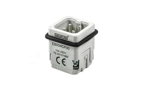 Разъем многополюсный EB, вилка, 4P, 10A 400V, винтовой зажим, пластик V0