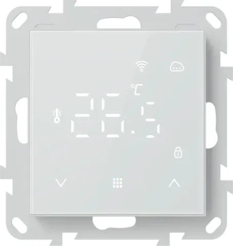 Термостат с датчиком пола и воздуха с WiFi, 16 A, 55*55 мм, программируемый, белое стекло