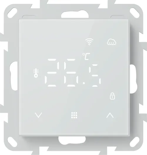 Термостат с датчиком пола и воздуха с WiFi, 16 A, 55*55 мм, программируемый, белое стекло