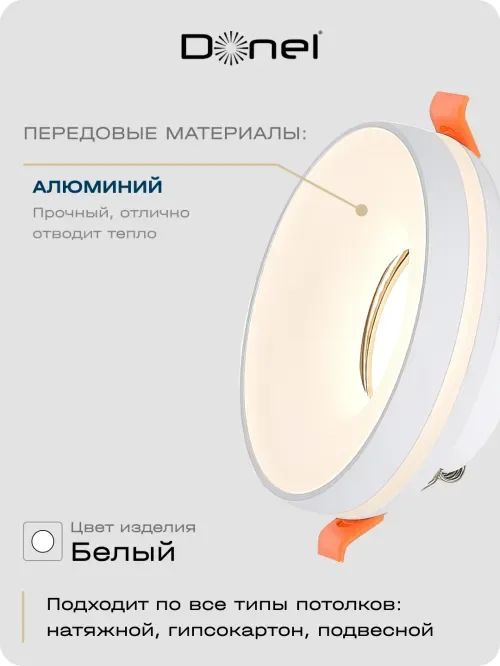Светильник встраиваемый, GU10, D95xH38мм, IP20, белый, без лампы