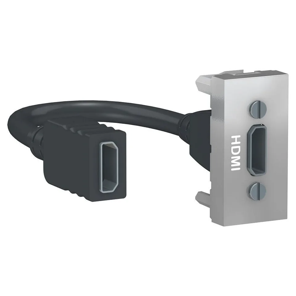 Розетка Schneider Electric Unica, MODULAR HDMI, 1 модуль, алюминий