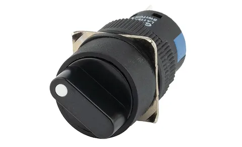 Переключатель LA115-C-11XA, 0-I, фиксация, черный, круглый, 1NO+1NC, 16mm, IP40